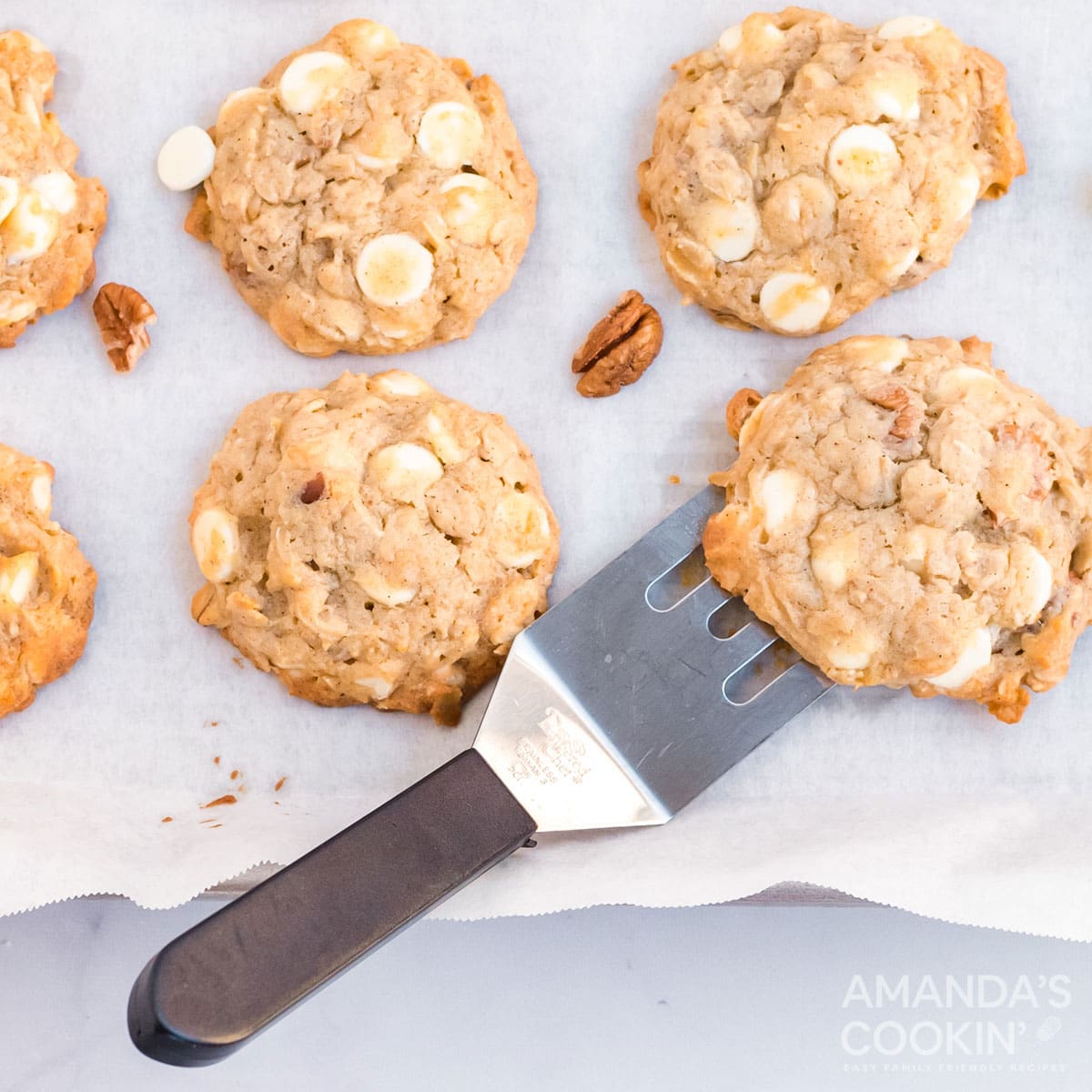 banana cookies and a spatula
