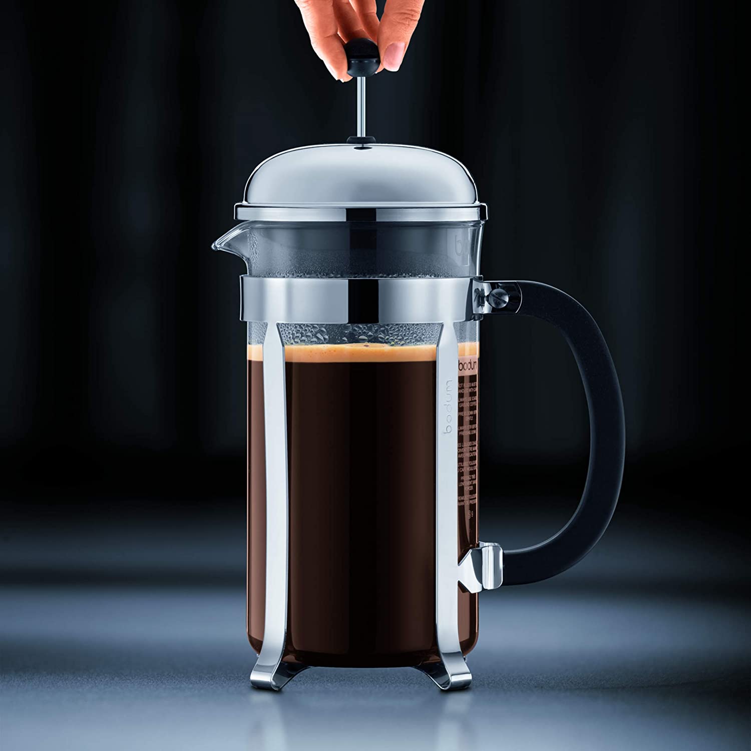 french press with coffee in it