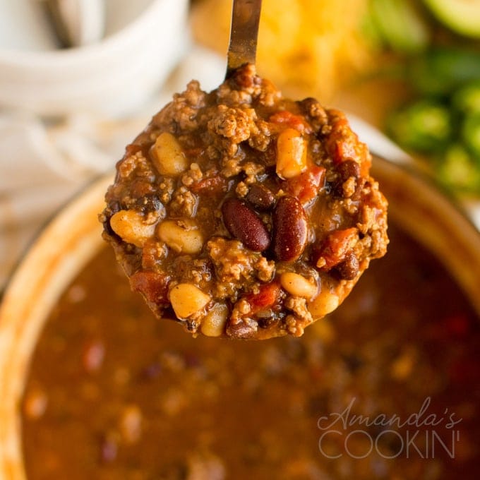 ladle full of 3 bean chili