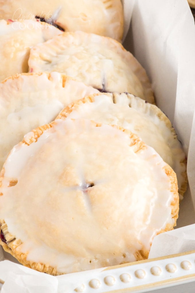 glazed hand pies in a dish