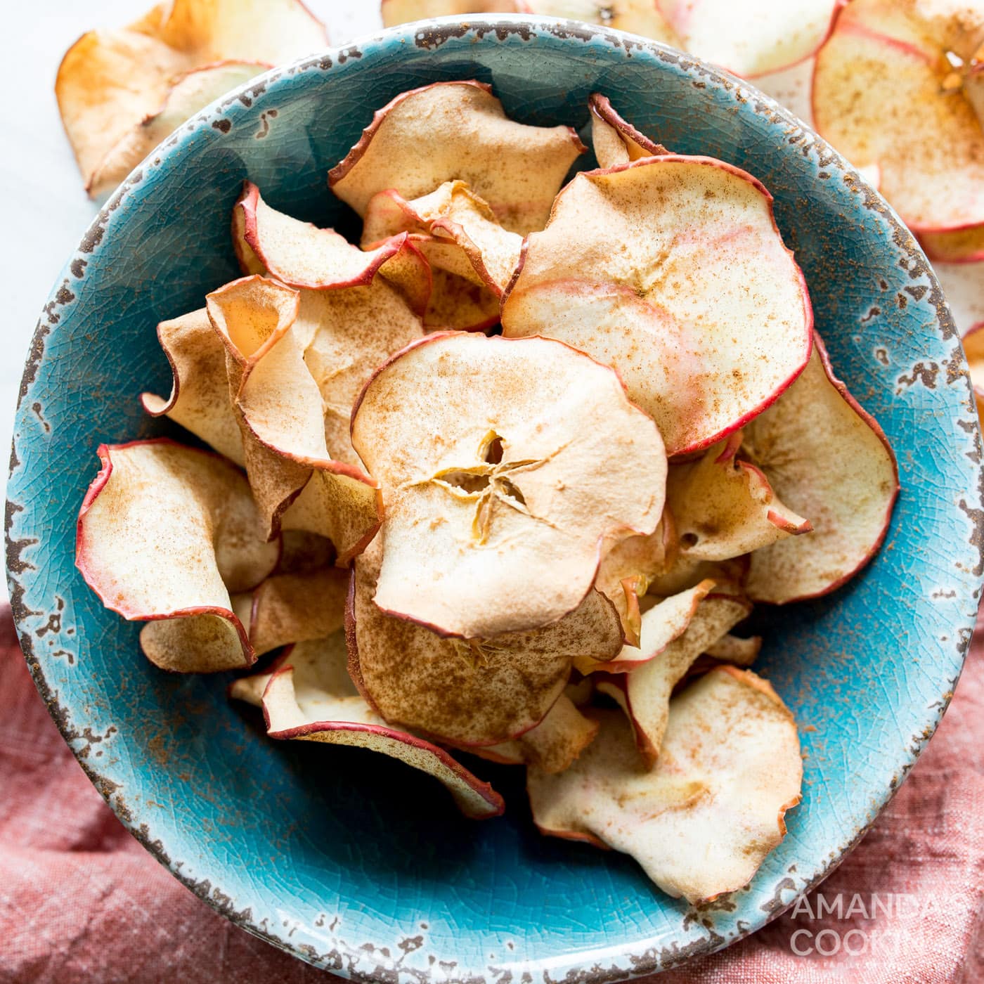 air fryer apple chips in a bowl