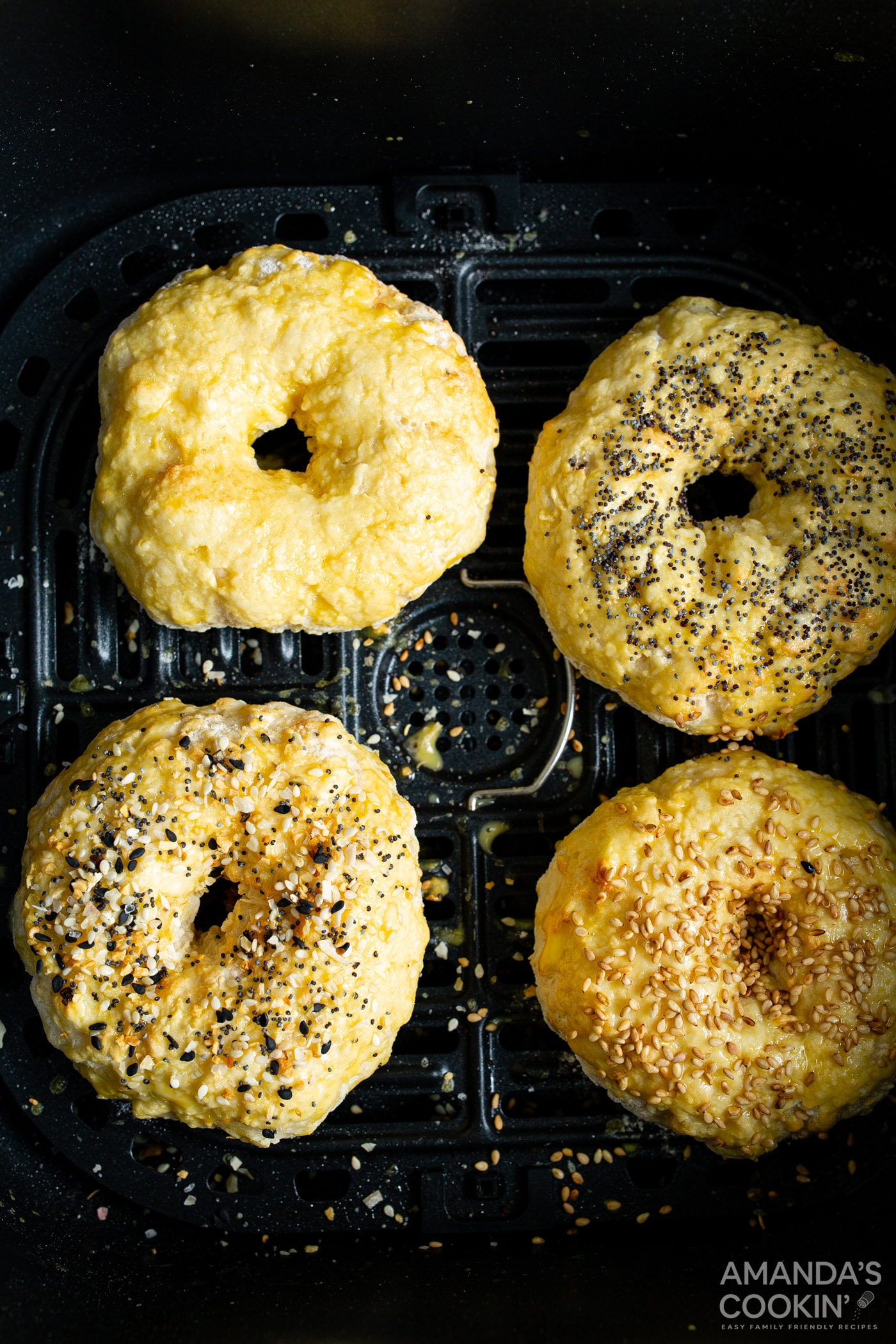 air fryer bagels brushed with egg wash