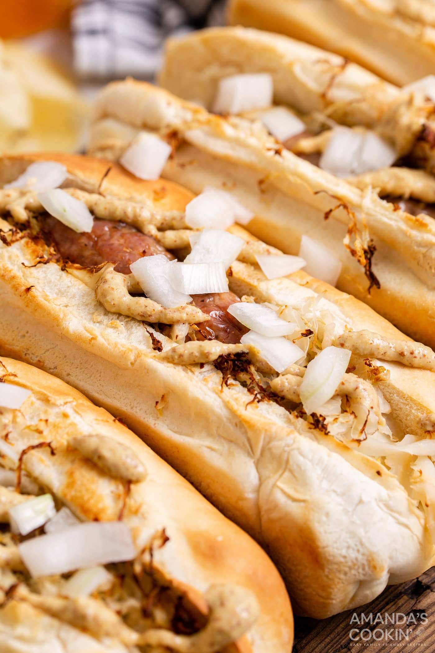 air fryer bratwurst with kraut and onions