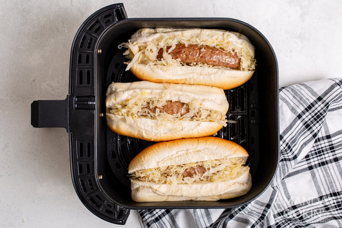 sauerkrat and on bratwurst with buns