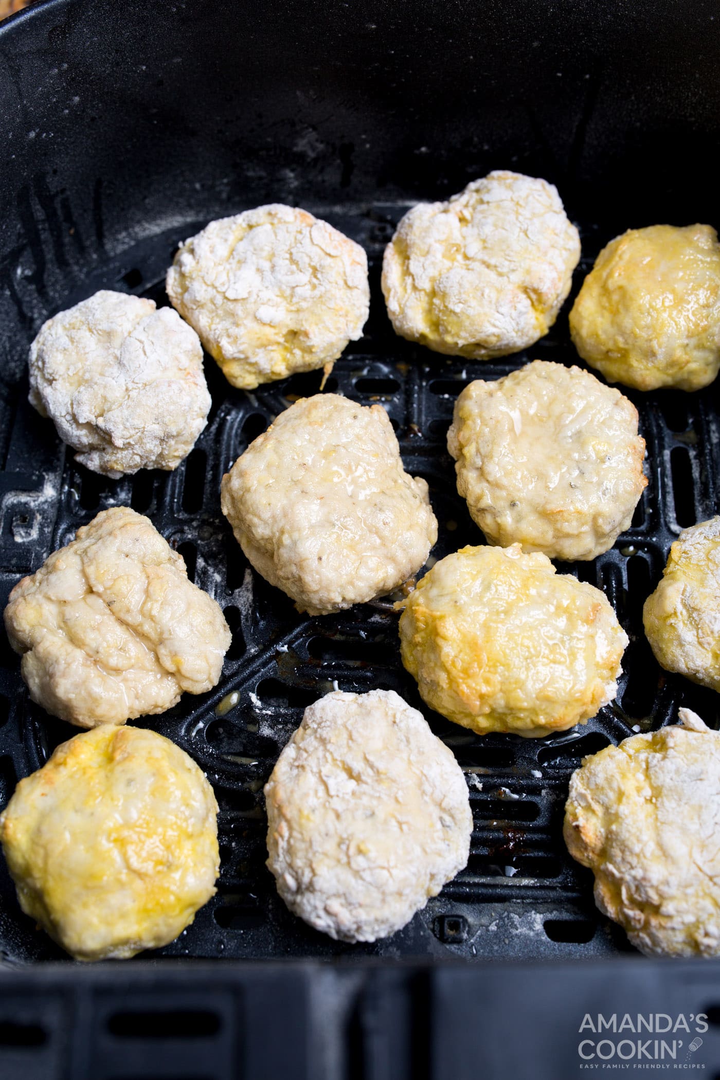 uncooked air fryer chicken nuggets in air fryer basket