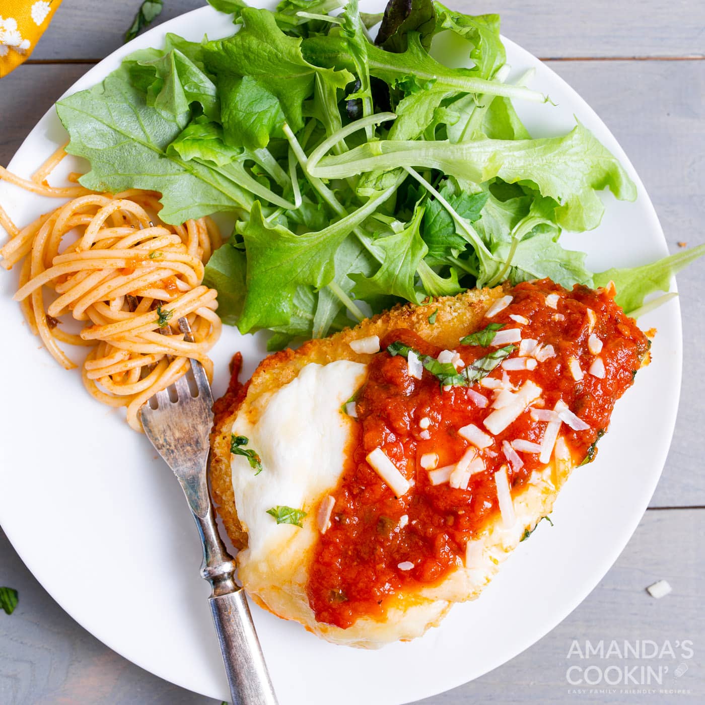 air fryer chicken parmesan on a plate