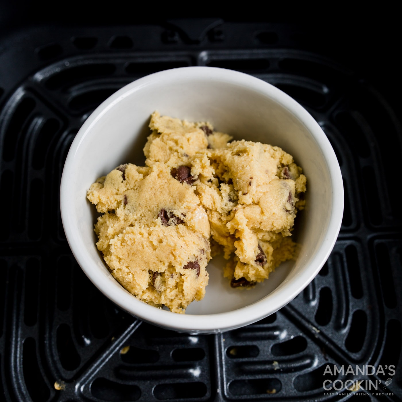 cookie dough scooped into ramekin