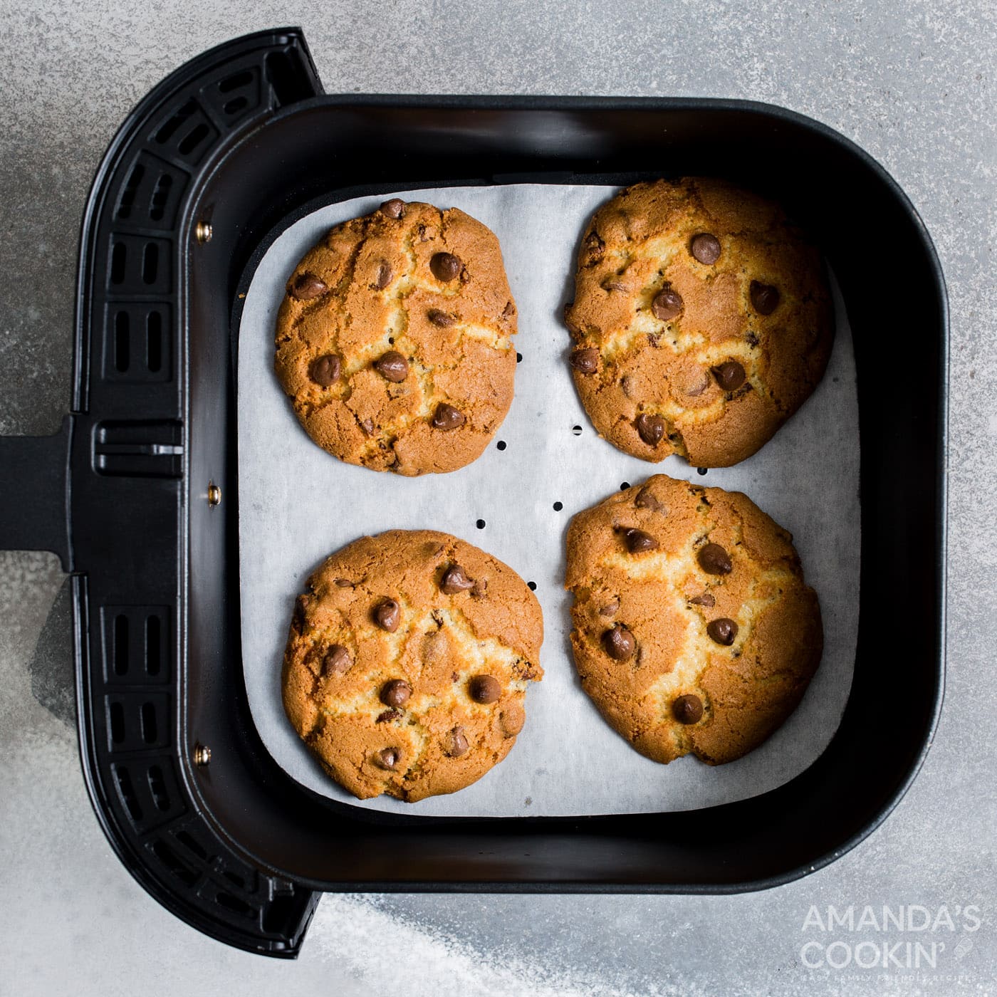 chocolate chip cookies in the air fryer