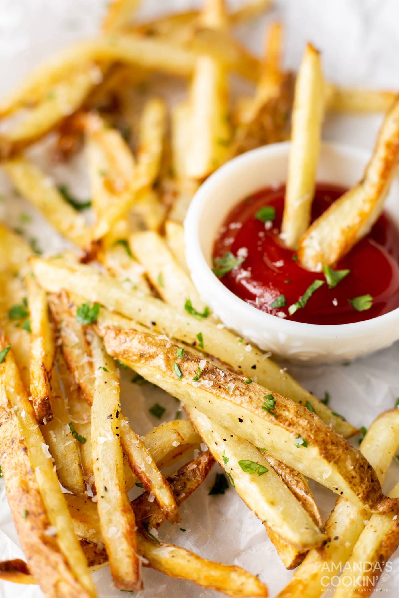 air fryer french fries with ketchup