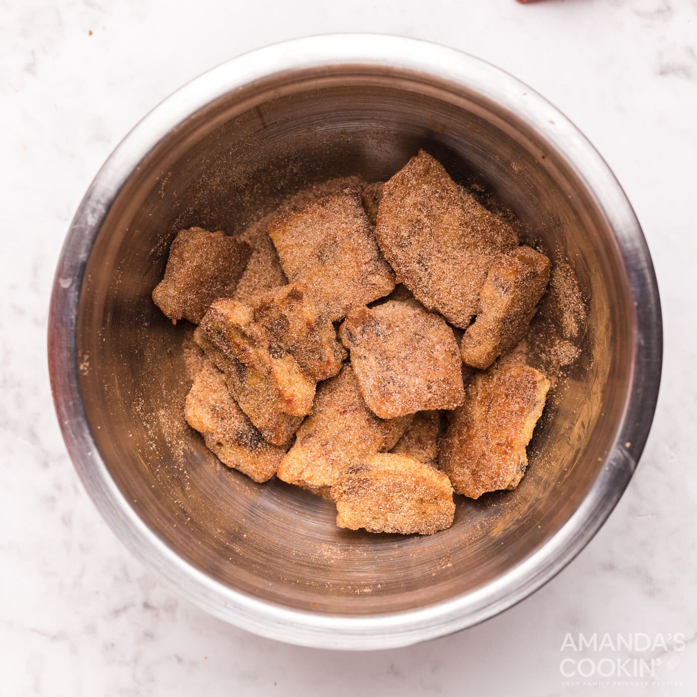 french toast squares coated in cinnamon sugar