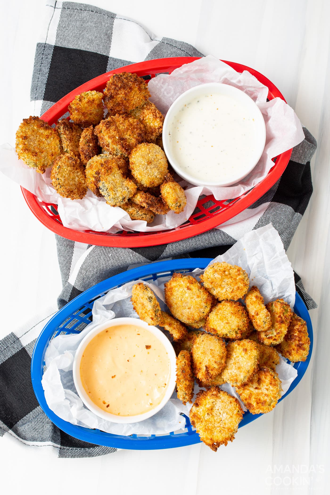 2 baskets of air fryer pickles