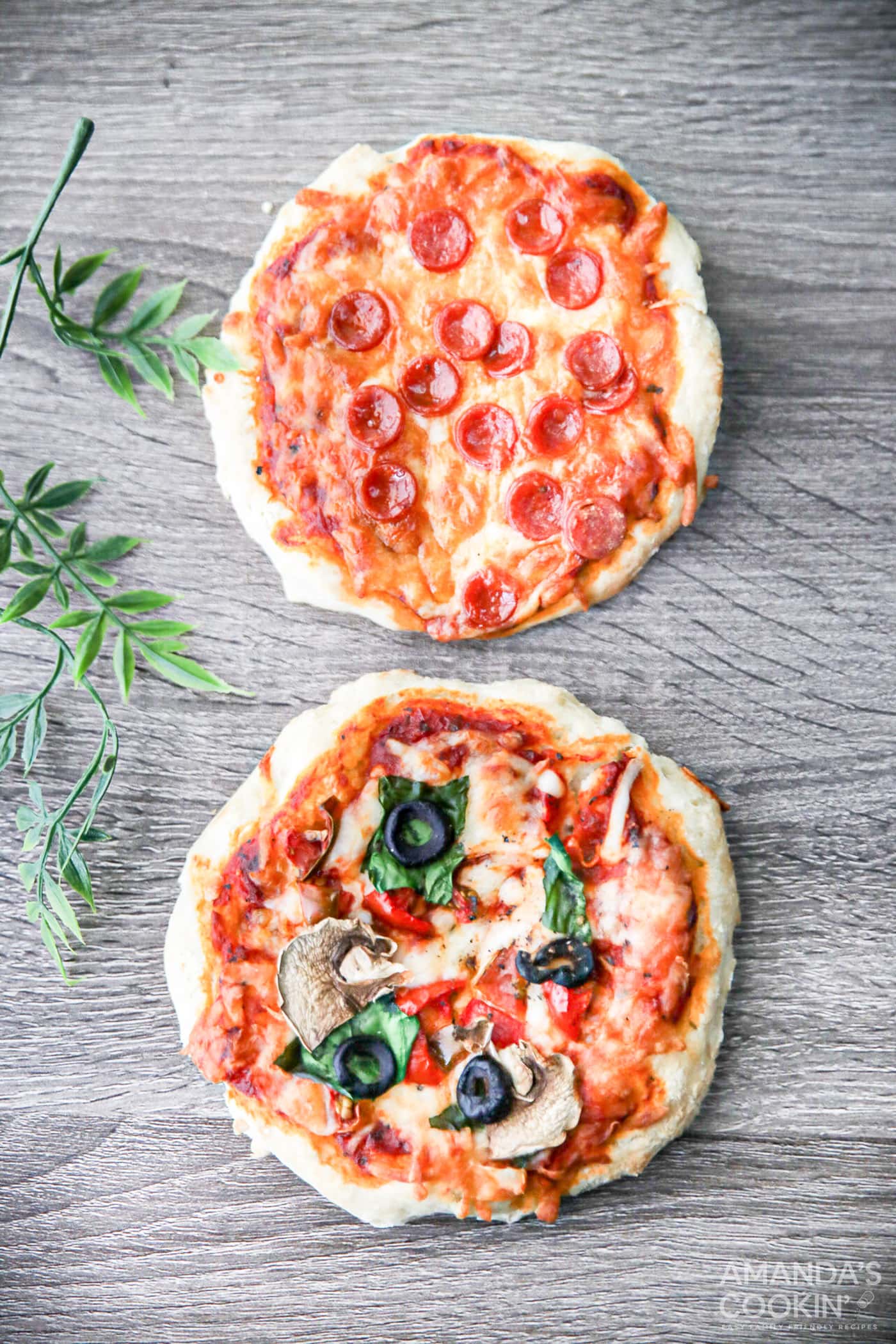 overhead photo of Air Fryer Pizza