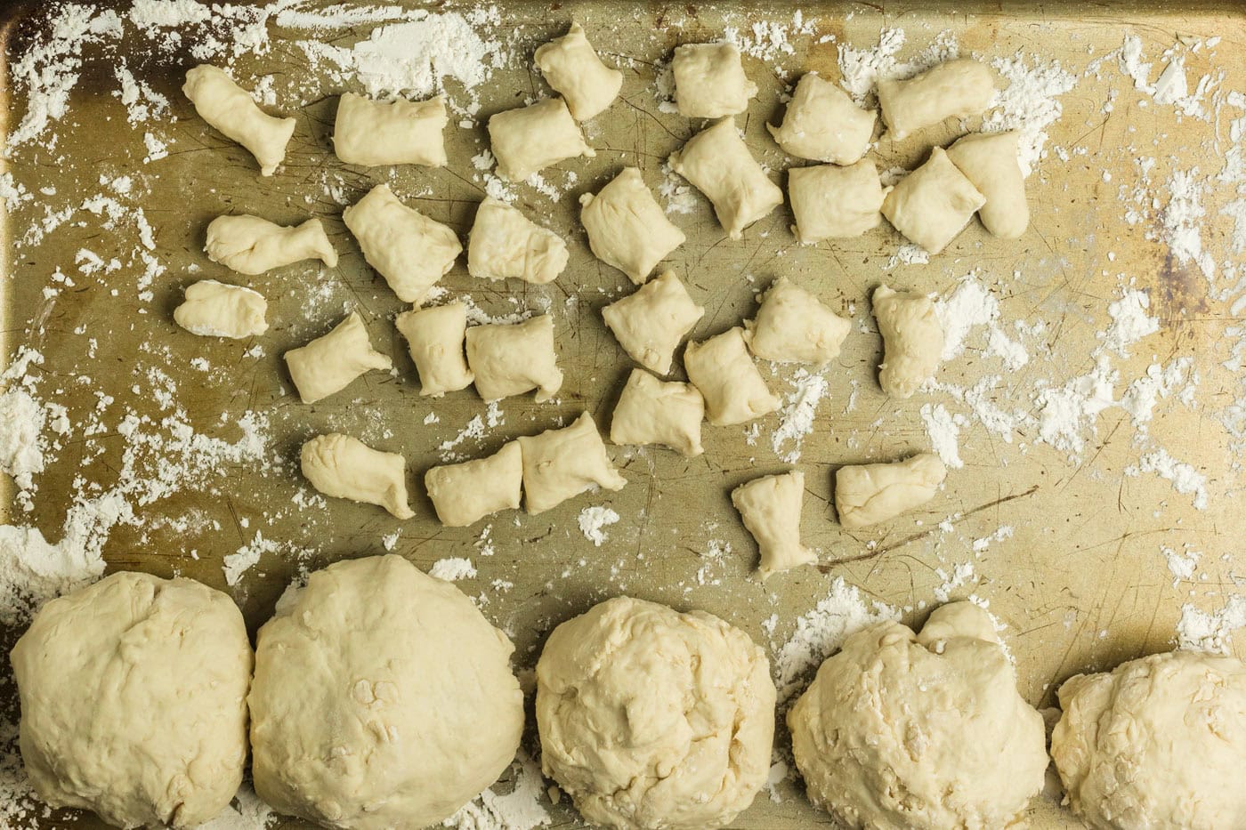 Dough cut into pieces