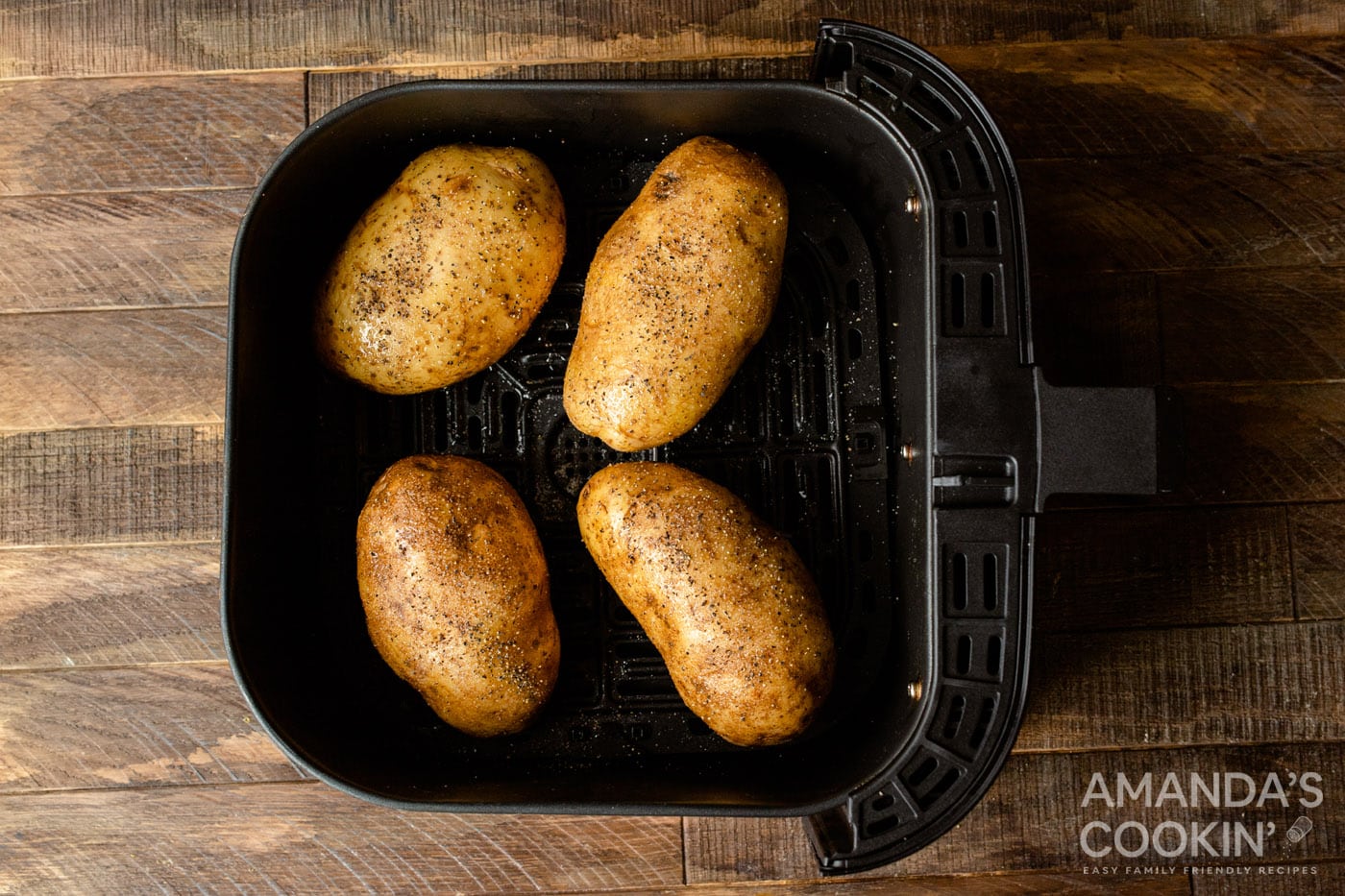 russet potatoes in air fryer basket