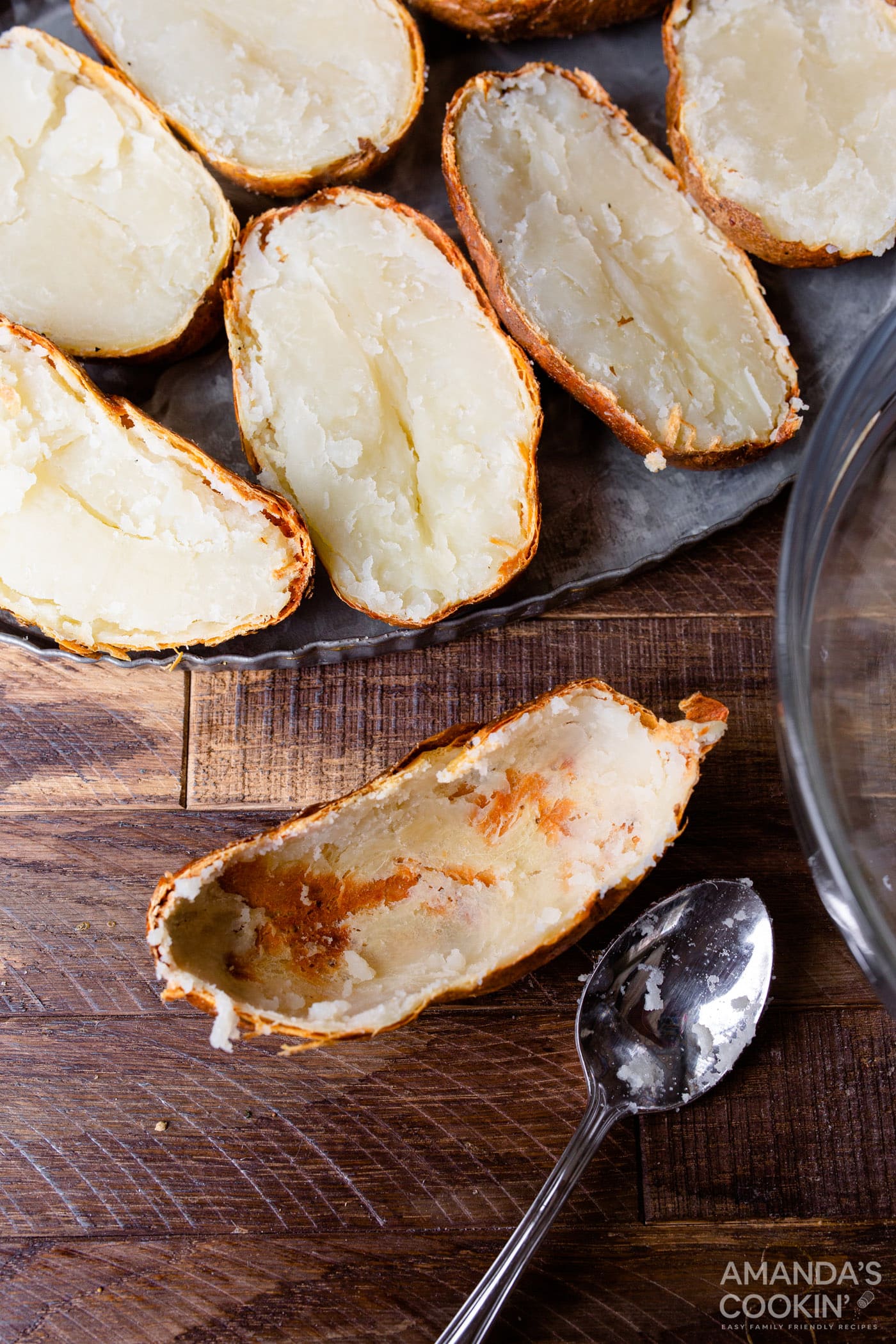 potato skins with inside scooped out