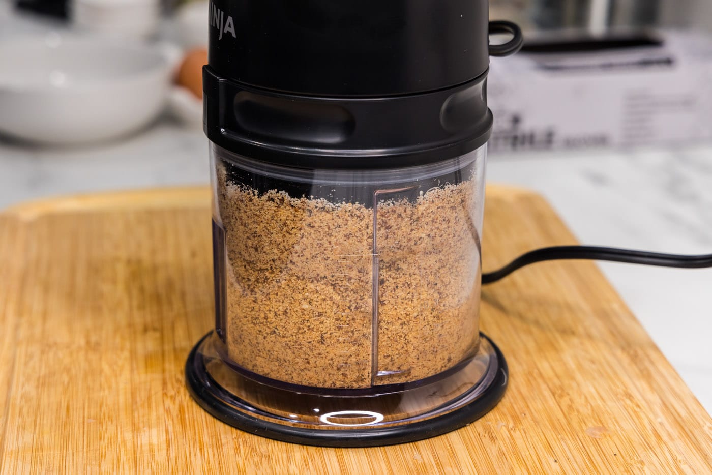 crushed almonds in a food processor