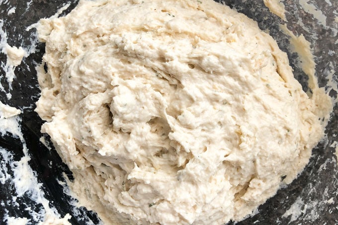 sticky bread dough in a bowl