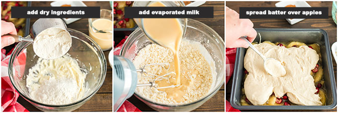 steps showing how to make better topping for cranberry apple crisp