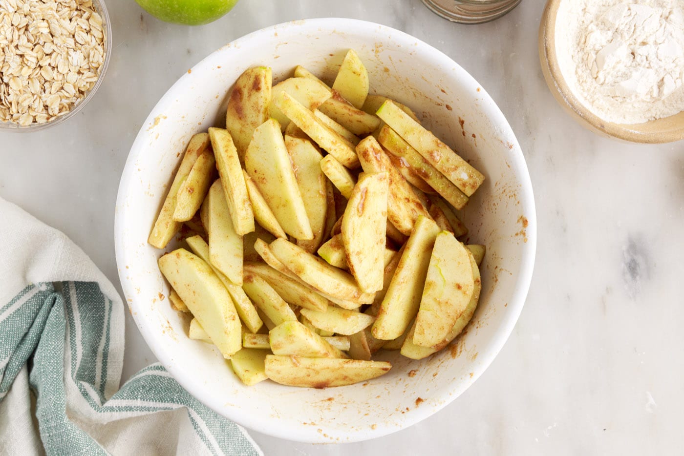 apple crumble filling in a bowl