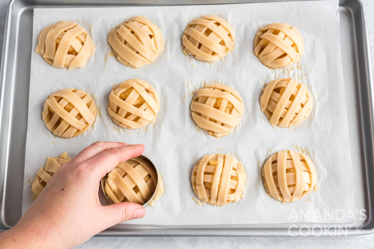 cutting scraps of dough off