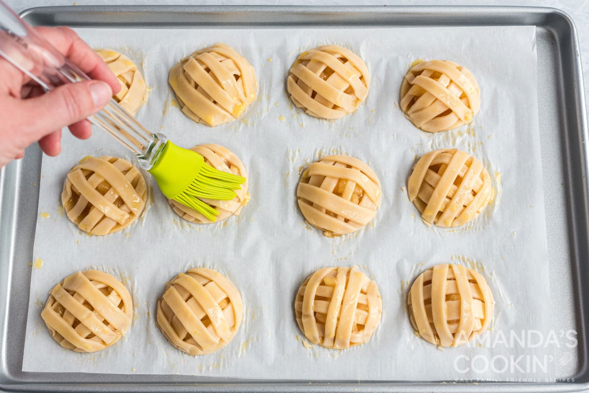 brushing pie doughs with egg wash
