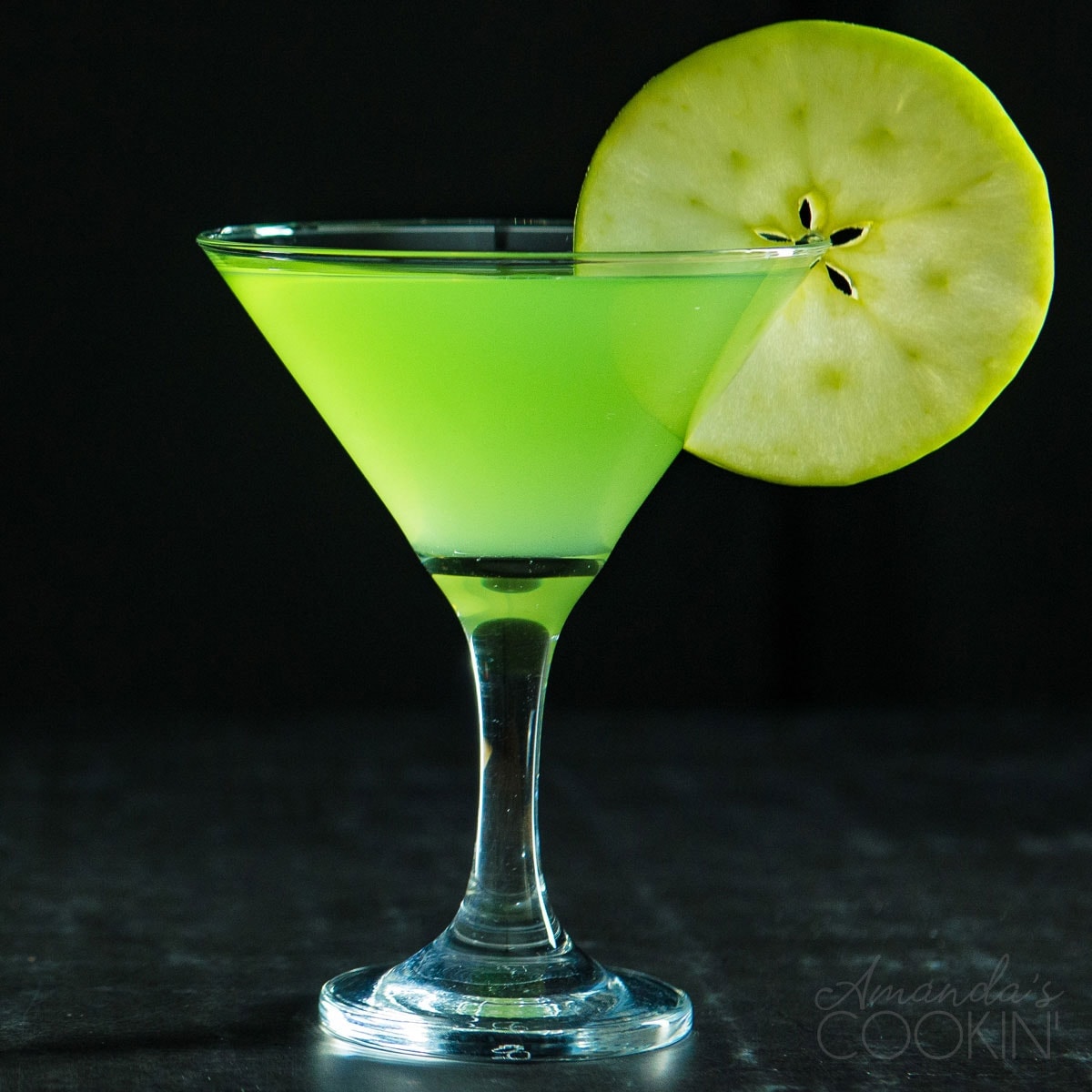 appletini on a dark background