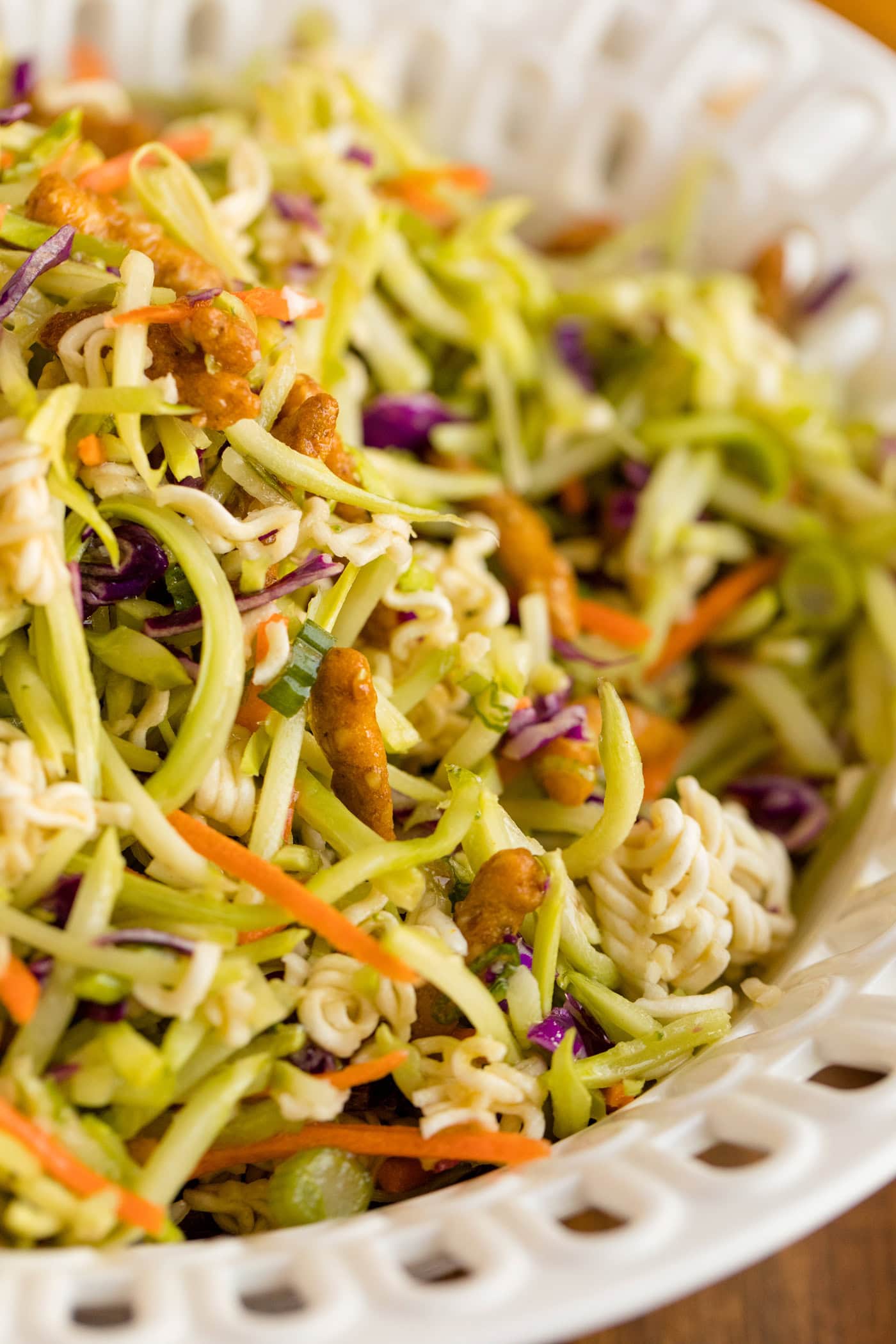 close up Asian Broccoli Slaw