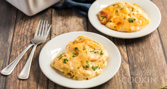 plate of scalloped potatoes
