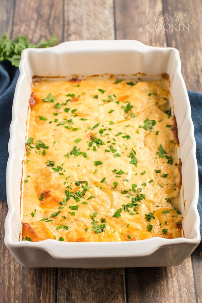 pan of scalloped potatoes