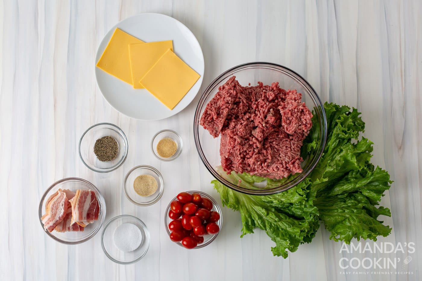 ingredients for Bacon Cheeseburger Meatballs