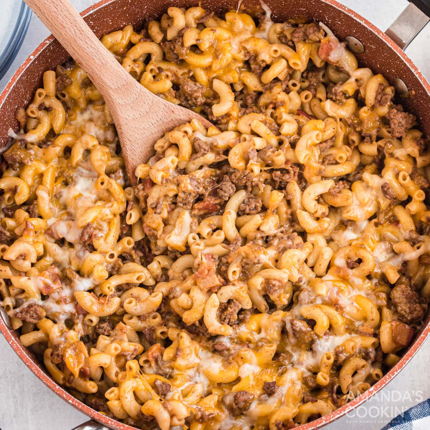 skillet of bacon cheeseburger casserole