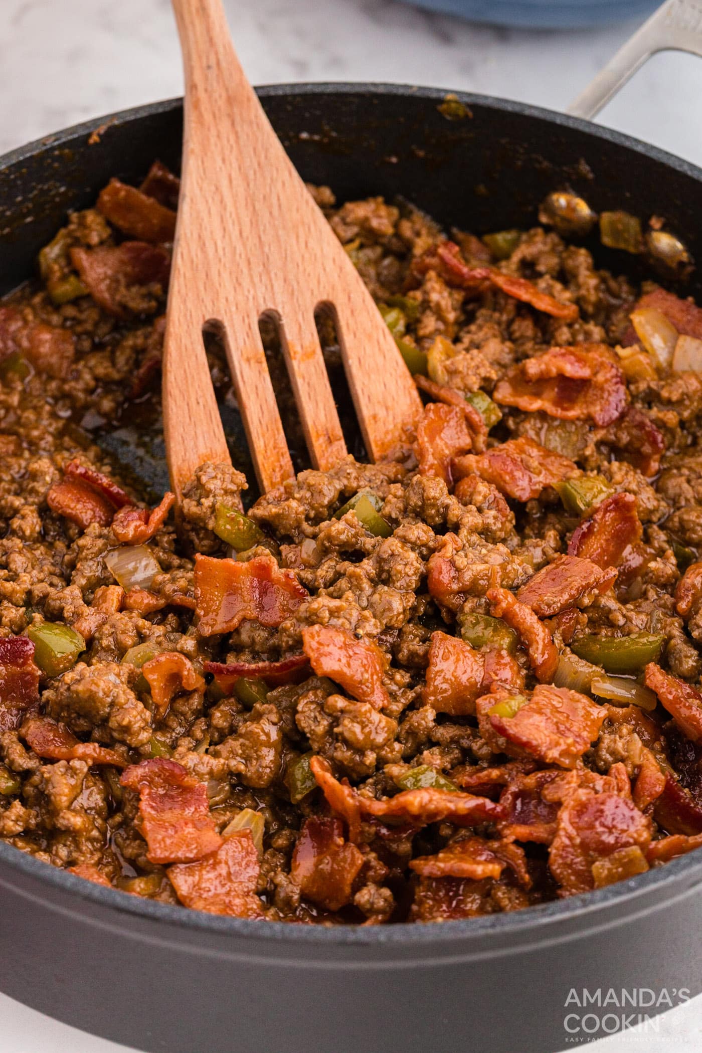 Bacon Sloppy Joes in a skillet