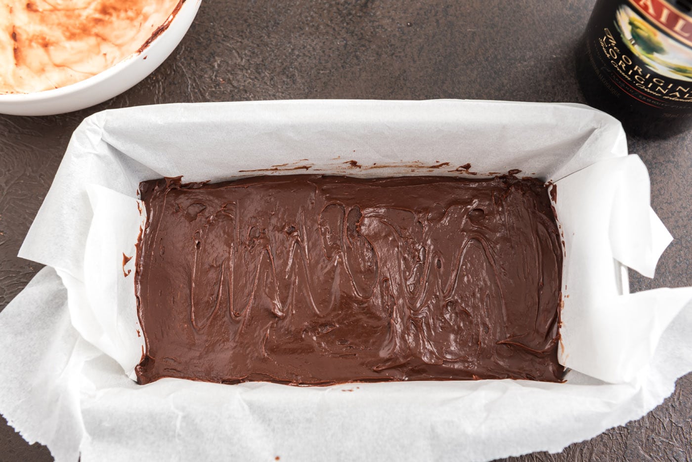 chocolate fudge mixture in a bowl