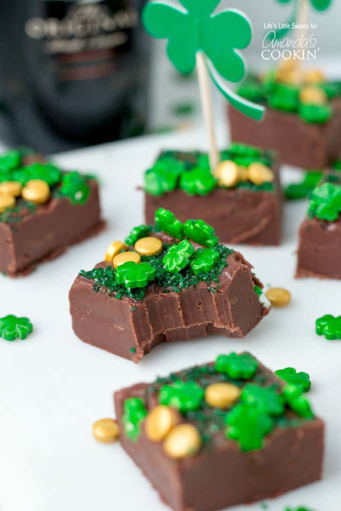 Bailey's Irish Cream Chocolate Fudge with bite taken out