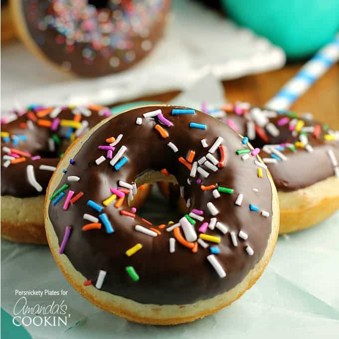 A close up of a donut