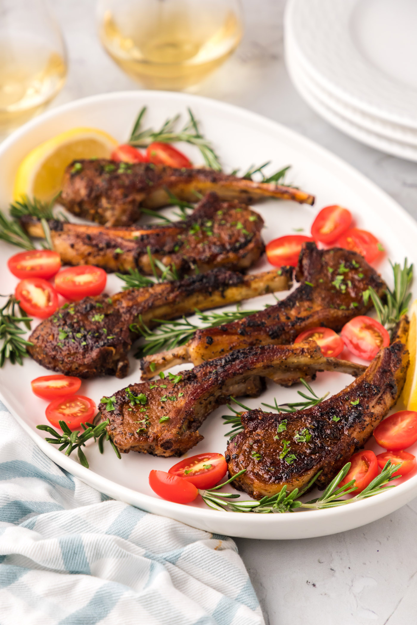 Baked Lamb Chops on a platter