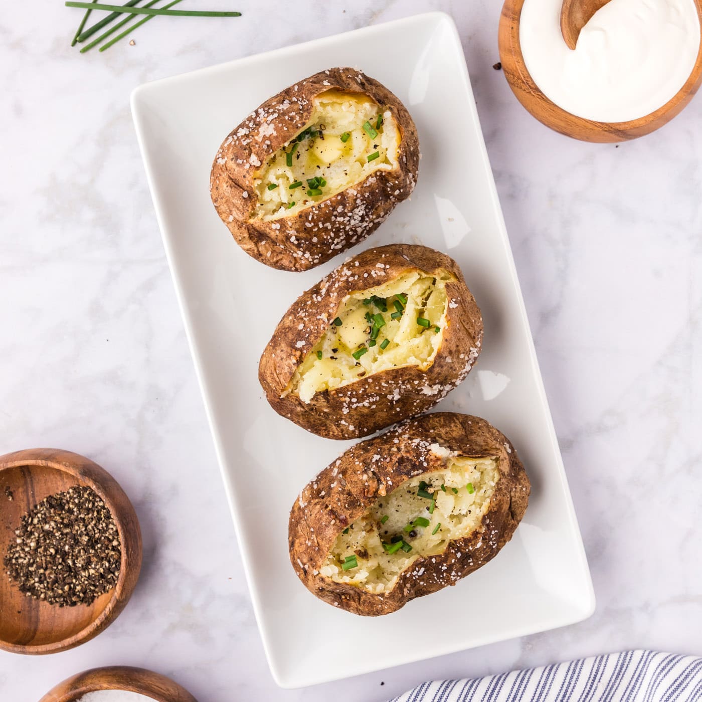 Baked Potatoes on a serving platter