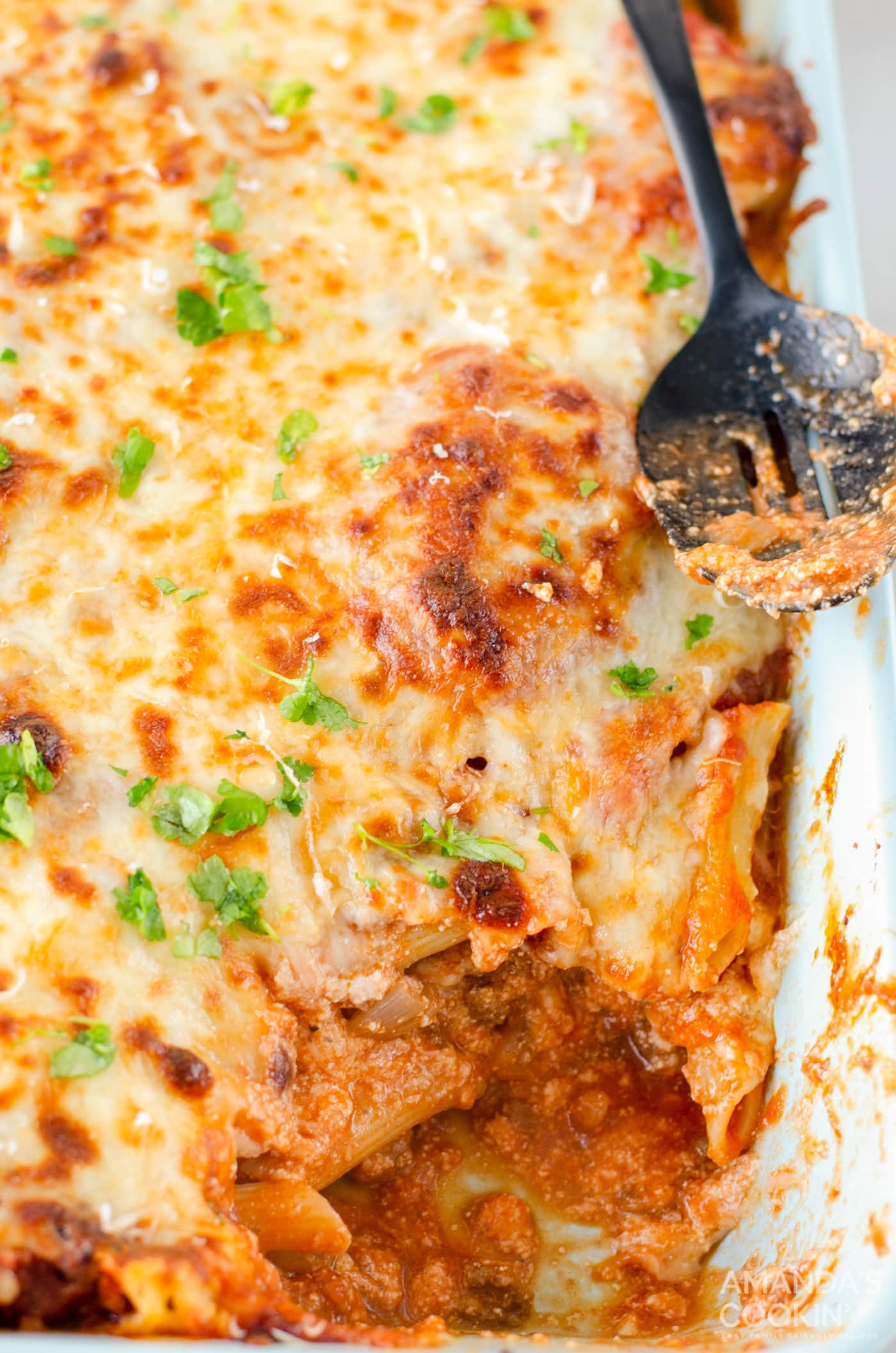 pan of baked ziti