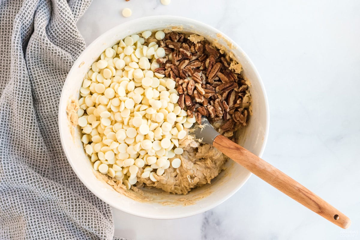 pecans and chocolate chips in bowl