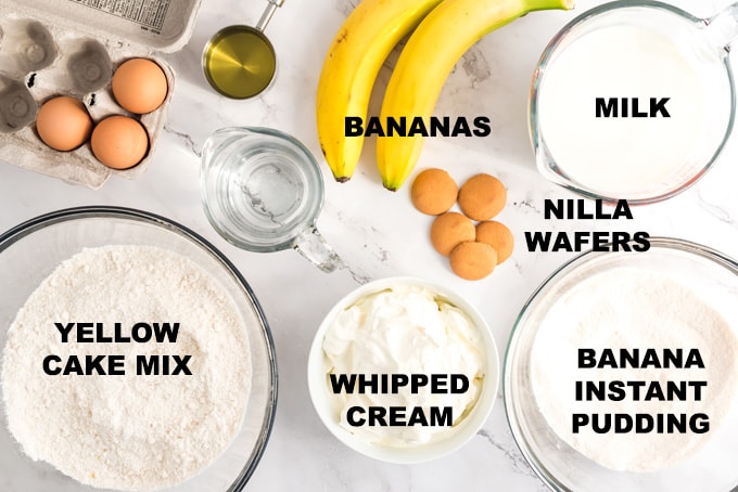 ingredients for banana pudding poke cake
