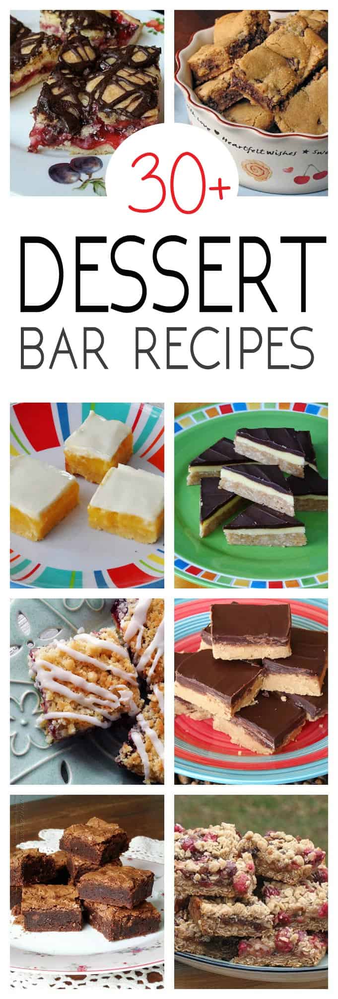Photos of different dessert bar recipes.