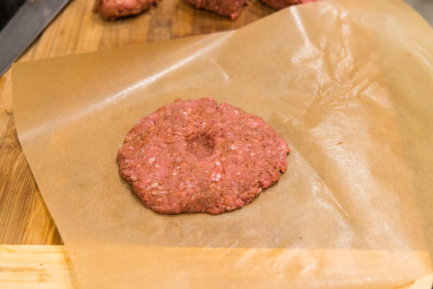 creating an indent in burger patty