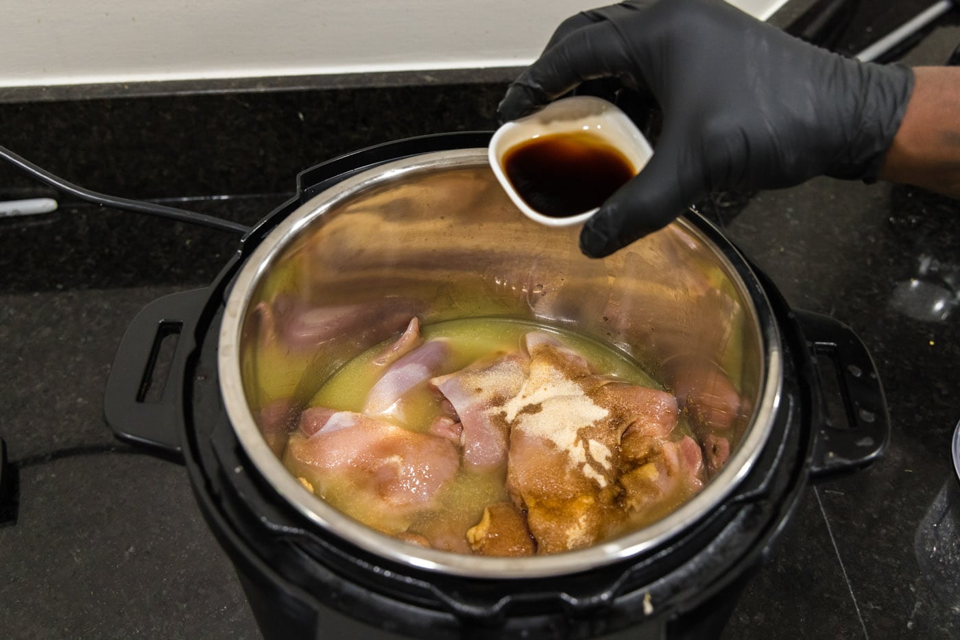 adding Worcestershire sauce to BBQ chicken in the instant pot