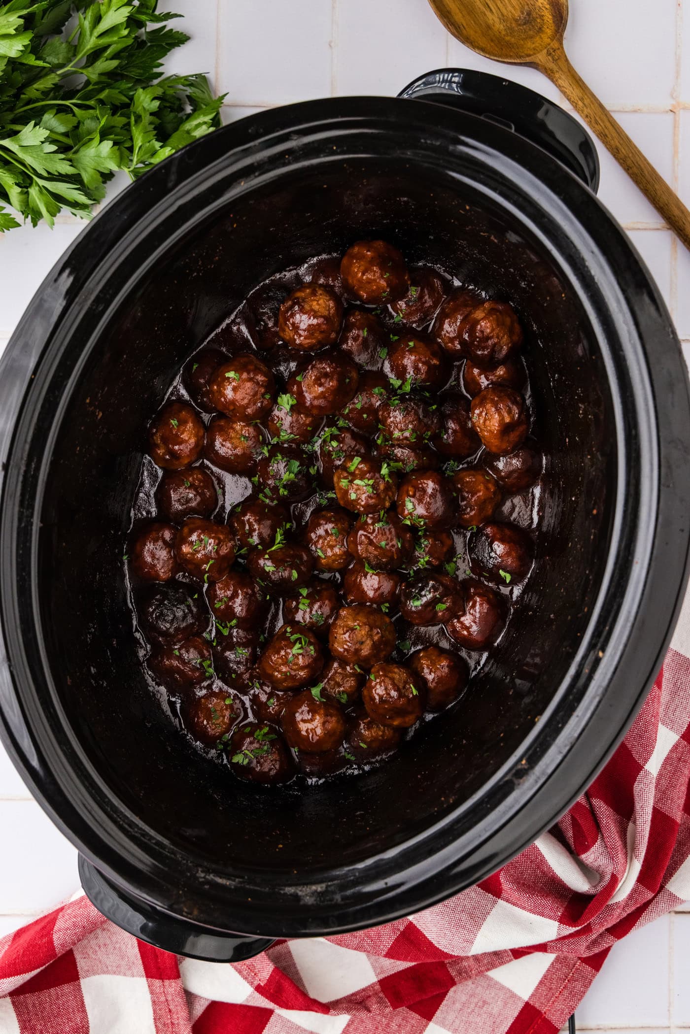 Crockpot of BBQ Meatballs