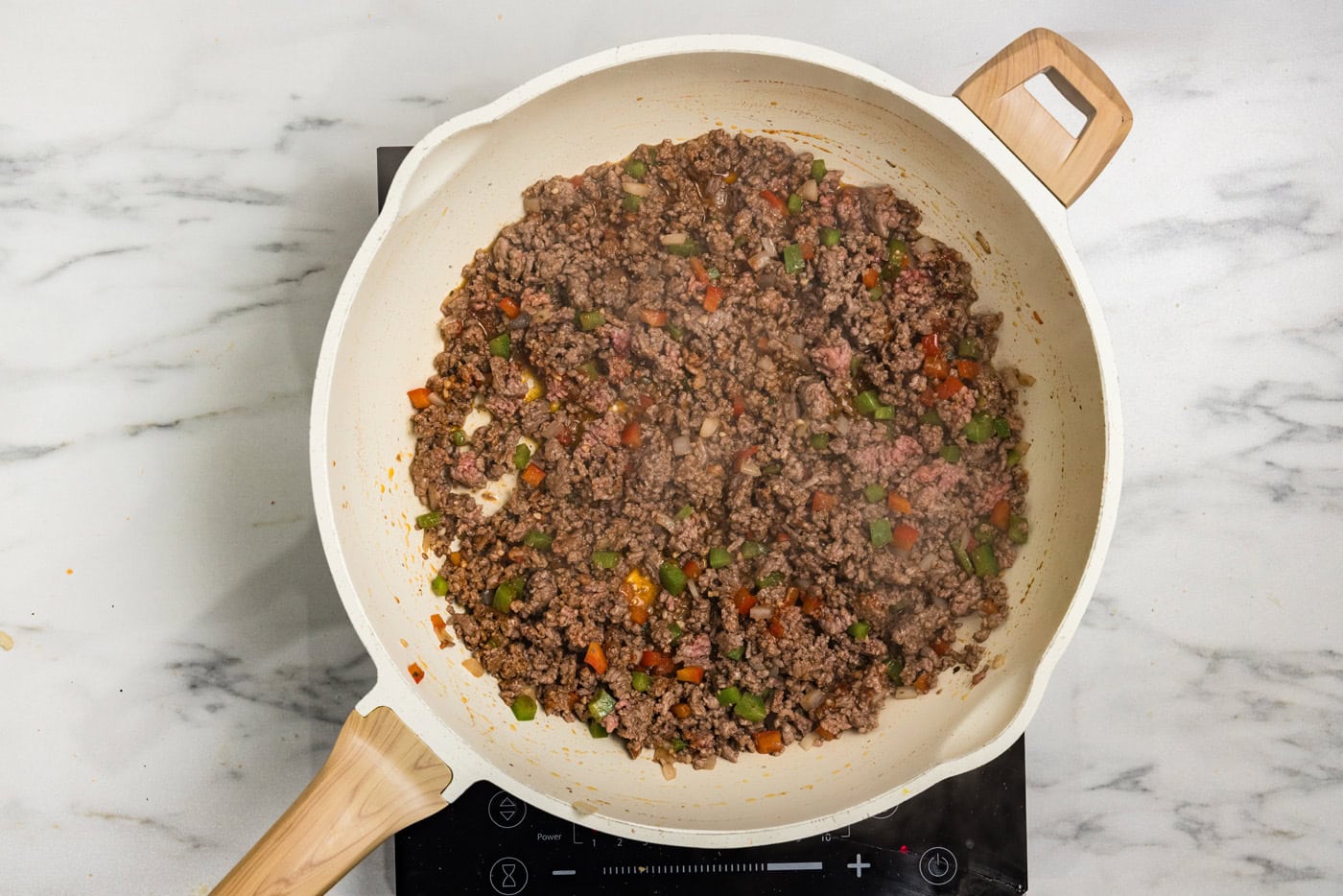 ground beef in skillet