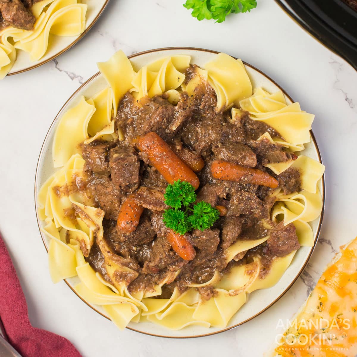 plate of beef burgundy