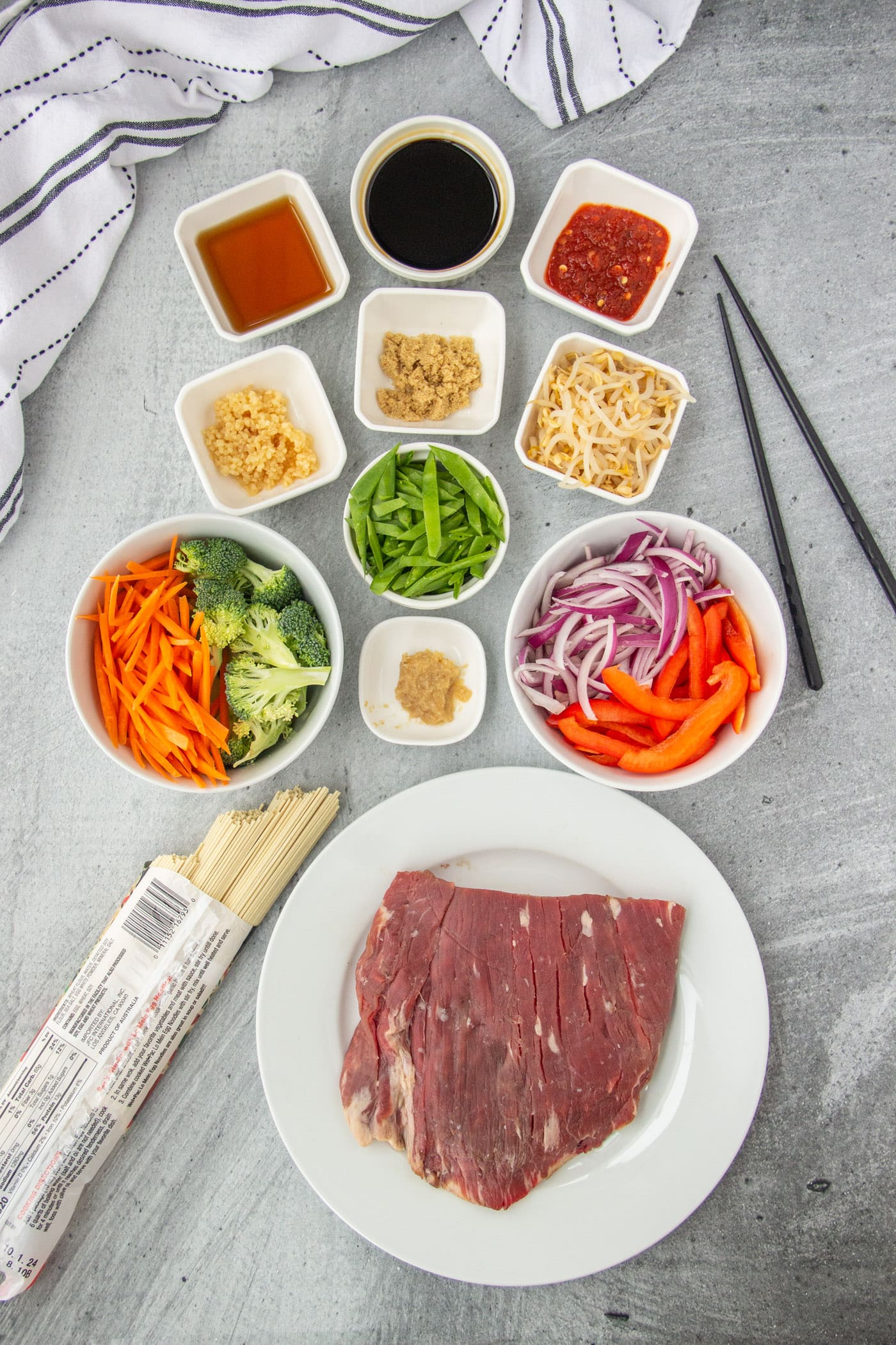 ingredients for Beef Lo Mein
