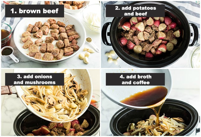 step photos for making crockpot beef stew
