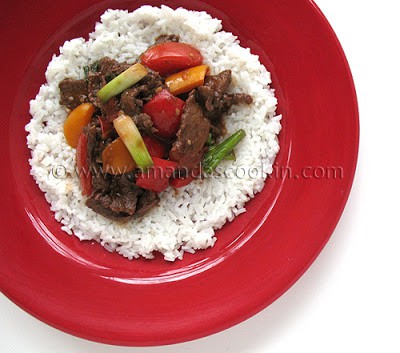Beef Stir Fry with Tomatoes and Peppers Dinner