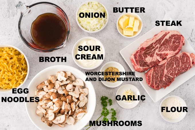 ingredients for beef stroganoff